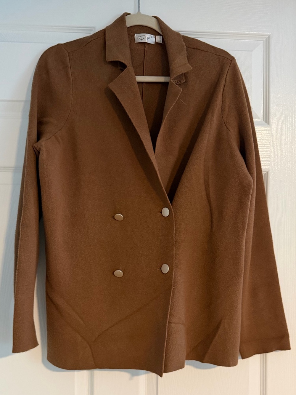 Anthropologie Double-Breasted Knit Cardigan Jacket - Brown